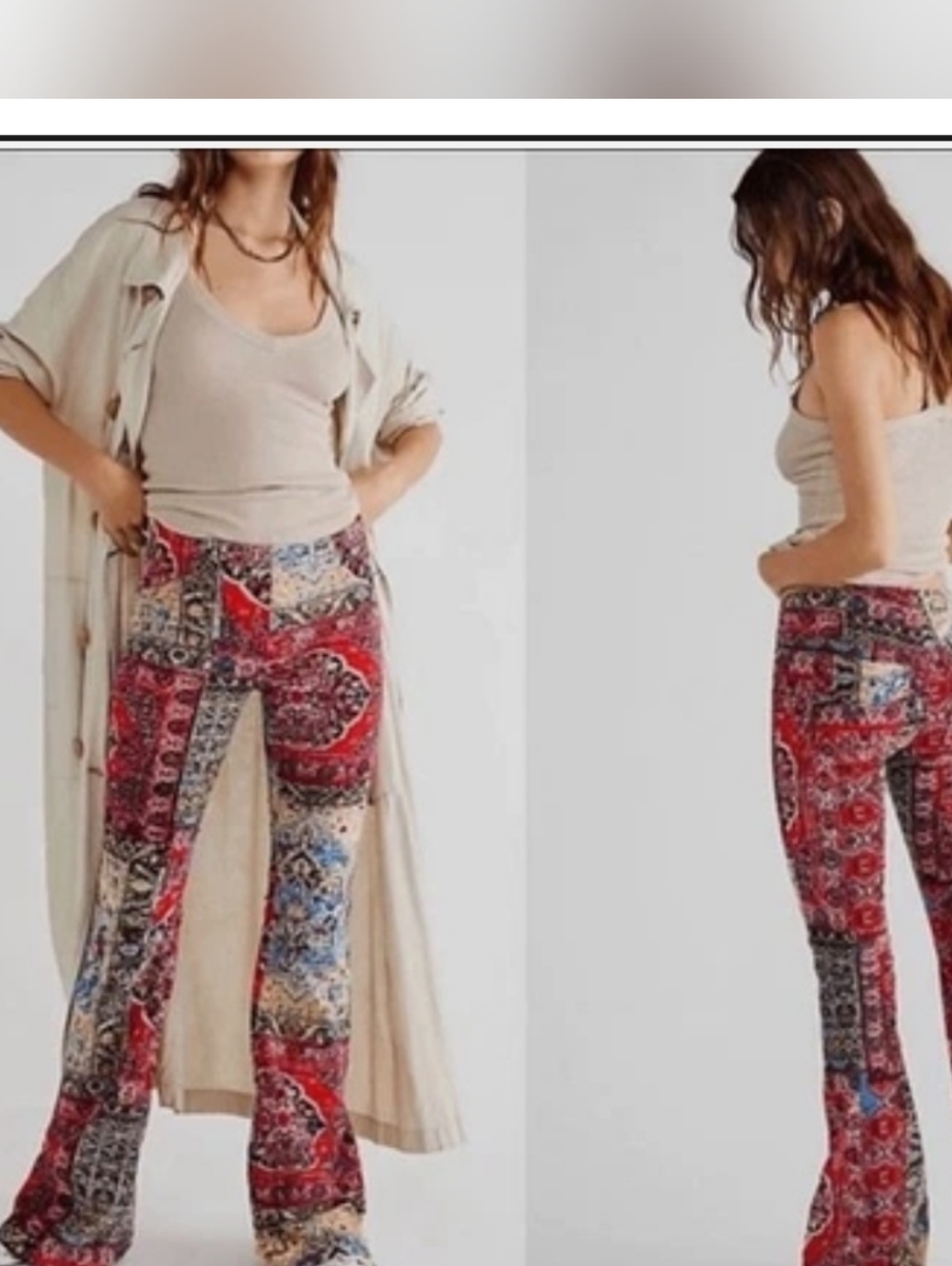 Free People Penny Paisley Patchwork Pull On Corduroy Pants- Size 25